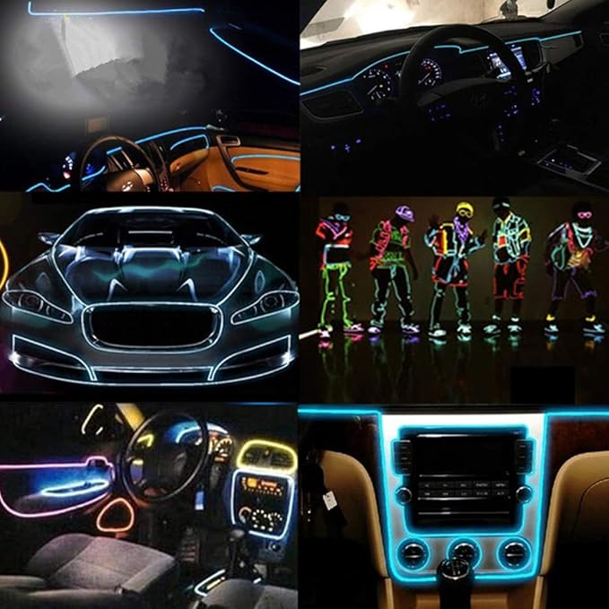 ABALDI El Wire Neon Light, Car Interior LED Lights for Xmas Halloween Christmas Car Interior Decoration(3m/9ft, Fluorescent Green)
