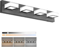Ralbay 5 Color Temperature Black Vanity Lights for Bathroom Dimmable Acrylic Modern LED Black Bathroom Lighting Fixtures Over Mirror