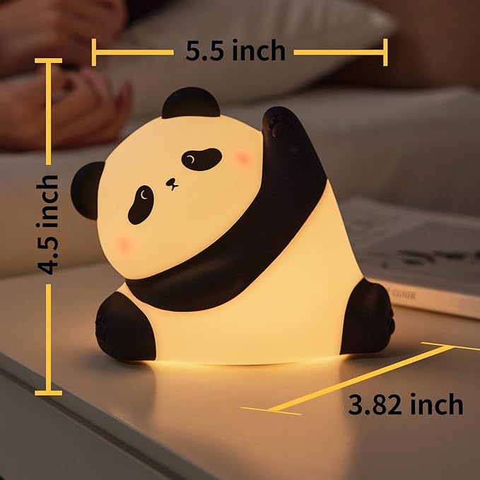 Cute Panda Silicone Night Light, 3-Level Dimmable Soft Light, Timed, Rechargeable, Bedside Touch Lamp, Creates a Cozy Ambiance, Ideal Decoration and Gift for Kids, Boy, Girl, and Friend