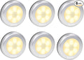 6 Pcs Motion Sensor Night Light Indoor, Cordless Battery Operated LED Night Light Step Lights Wireless Under Cabinet Lighting Safety Lamp for Bedroom Kitchen Stair Bathroom Closet Hallway Path