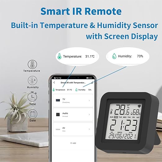 Usmile Smart WiFi Temperature Humidity Sensor with IR Remote Control for Home Automation, Compatible with Alexa, Google Assistant, Tuya, SmartThings