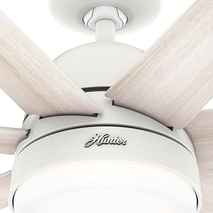 Hunter 70 inch Indoor Ceiling Fan with LED Light and Wall Control - White Smart Ceiling Fan, Standard Mount, 7 Blades, For Bedroom or Living Room, Quiet - Phenomenon 51378, Matte White