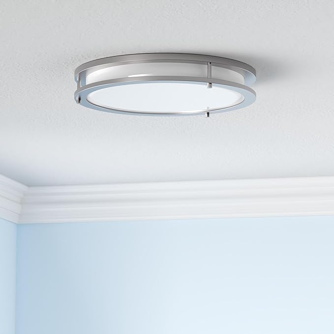 ASD LED 18" Round Flush Mount Lighting, Close to Ceiling Light Fixture | 3CCT, Dimmable, Energy Star, ETL Listed | 28W 2230LM 3000-5000K 120V | Low Profile Double Ring Lamp | Nickel, 4 Pack