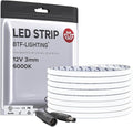 BTF-LIGHTING FCOB COB 3mm Width UL Listed Super Narrow Flexible Uniform LED Strip Light 16.4FT DC12V 6000K CRI 90+ Dimmable LED Ribbon for Kitchen Home Indoor Decoration(No Adapter or Controller)