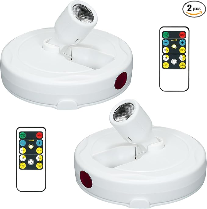 Wireless Spotlight Battery Operated, Picture Light with Remote, LED Accent Spot Light for Indoor Plant Tree, Display Puck Lights, Stick Uplighting for Painting Dartboard Wall Decor Artwork Photo