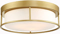 CALDION Ceiling Light, 15 Inch Flush Mount Ceiling Light Fixture, Gold Finish with Opal Frosted Glass, Round Close to Ceiling Lights for Bedroom, Kitchen 6871LFM-GD-15