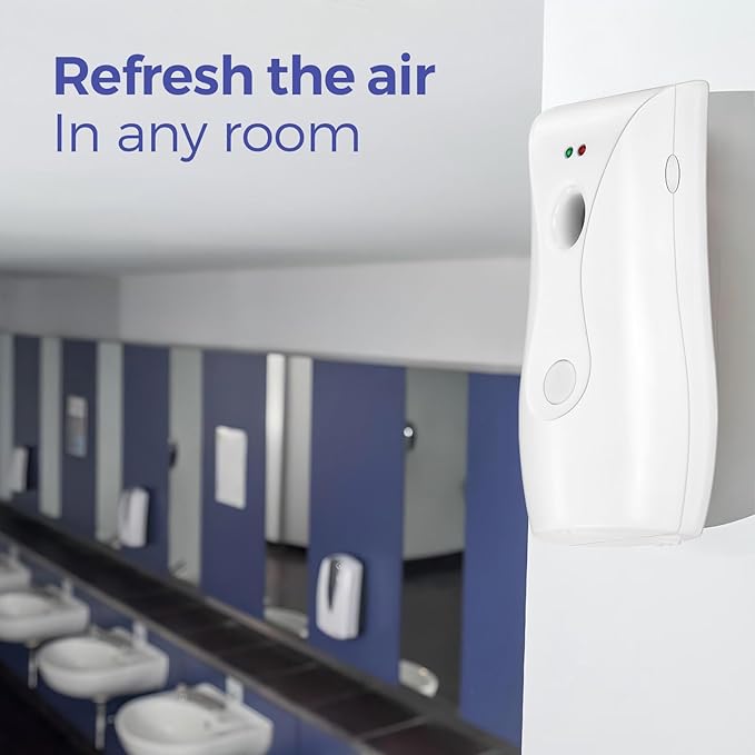 Automatic Air Freshener Dispensers (2-Pack), Aerosol Spray Machines, Wall Mounted or Freestanding, Adjustable Timer for Scent Release in Bathroom, Office, Commercial & Home – White