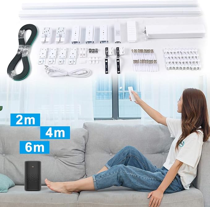 Automatic Curtain Opener with Hover Function,Smart Electric Curtain Opener Rod with Remote Control,Curtain Motor Track System (19.68ft)