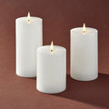 LampLust Realistic Flameless Pillar Candles with Remote, Set of 3, Batteries Included, Real White Wax, 3D Flickering LED Flame, 3 Inch Pillar Candles, Spring Decor, Centerpieces for Tables