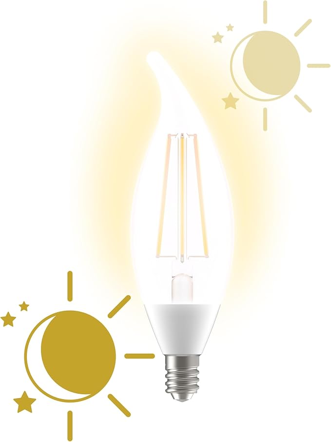 GE LED+ Dusk to Dawn LED Light Bulbs, Automatic On/Off Outdoor Security Lights, Soft White, E12 Candelabra Base (2 Pack)