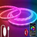 LED Neon Lights，6.6ft USB Powered LED Strip Lights，5V Music Sync Color Changed Rope Light with APP Control，IP65 Waterproof RGB Rope Lights for Bedroom，Cabinet,Kitchen (with Adhesive Backing)