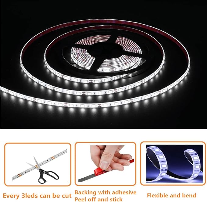 25FT RV Underglow Led Lights Kit, 12V Camper Underbody Lights for Motorhome Travel Trailer Concession Stands Food Trucks, RV Awning Light, RV Led Strip Lights (White)