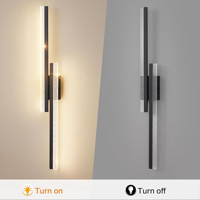 Modern Black Wall Sconces 31.5In Hardwired Wall Light Fixtures Dimmable LED Sconce Wall Lighting Indoor Wall Lamps for Living Room Bedroom Bathroom Hallway Stairs 3000K