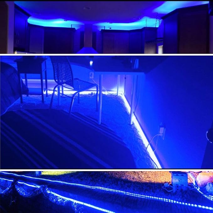 30ft 2-Wire Waterproof LED Rope Light Kit,110V-120V PVC 30 LED/M Tube Lights Strip for Background, Outdoor, Christmas, Home Decoration(Blue)