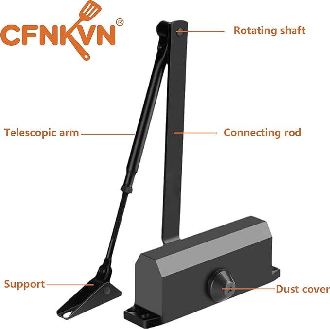 Heavy Duty Automatic Door Closer, Commercial Grade Adjustable Speed Closer for Home & Business – Supports 150lbs & 36" Doors with Durable Cast Aluminum Body