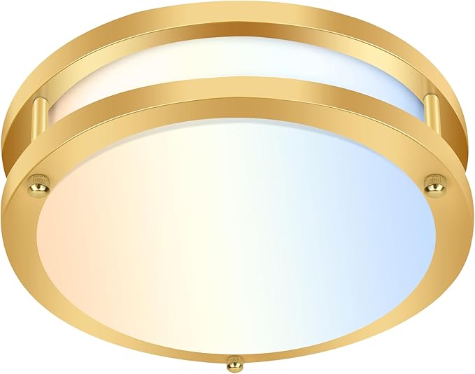 hykolity 10 inch Flush Mount LED Ceiling Light Fixture, 17W 1100lm, 2700K/3000K/3500K/4000K/5000K Adjustable Ceiling Lights, Gold Saturn Dimmable Lighting for Hallway Bathroom or Kitchen