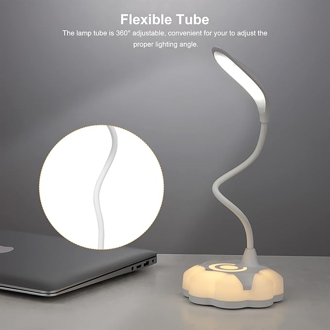 LED Desk Lamp for Bedroom, Eye Protection Table Light with Adjustable Brightness and Flexible Goose Neck Tube, Touch Control Table Lamps for Home Office Study Room (2)