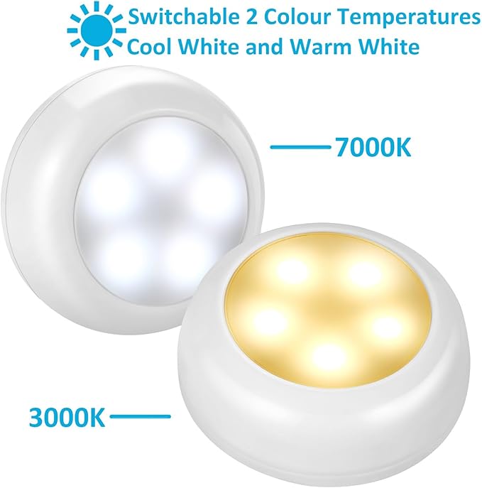 BLS Wireless LED Puck Lights with Remote Control, AA-1030 Battery Operated Lights with 3 AA Batteries, Stick on LED Under Cabinet Lighting with Timer& Dimmable, Cool White and Warm White (3 Pack)