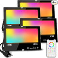 MELPO LED Flood Light Outdoor 800W Equivalent 8000LM Smart RGB Landscape Lighting with APP Control, DIY Scenes - Timing - Warm White 2700K - Color Changing Uplight, IP66 Waterproof US Plug (4Pack)