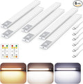 12" Ultra-Thin Under Cabinet Lighting Wireless, Aluminum Alloy Under Counter Lights for Kitchen, 3-Color-Temps Magnetic Closet Lights, Rechargeable Motion Sensor Light Indoor (6 Pack, Silver)