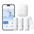 X-Sense Wi-Fi Temperature and Humidity Monitor, Indoor Humidity Meter with App Control, Temperature Sensor for House, Gardening, Free Data Storage Export, 3 Sensors & 1 Base Station