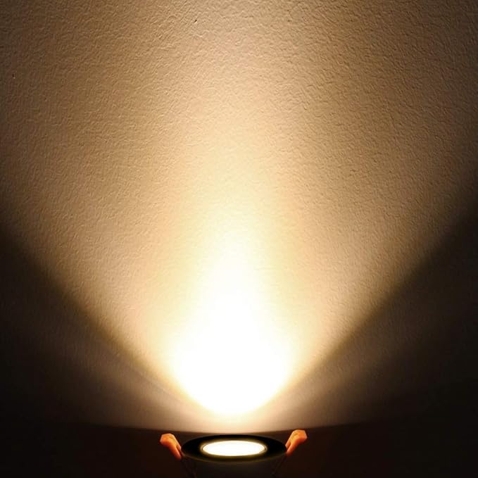 inShareplus 2 Inch LED Downlight, 3W Recessed Lighting COB Dimmable, 3000K Warm White, CRI80, Black Trim, Ceiling Lights with LED Driver, 1 Pack