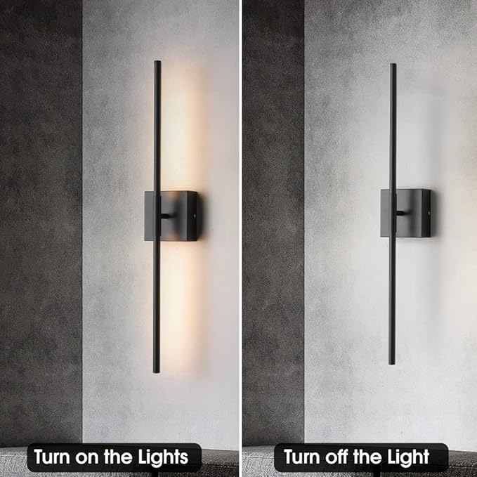 Wall Sconces Set of Two Matte Black Wall Light Fixtures Wall Lamp with Led 3000K 12W Sconces Wall Lighting Wall Lights Sconces Wall Decor Set of 2 Black Wall Sconce Wall Lamps for Bedrooms