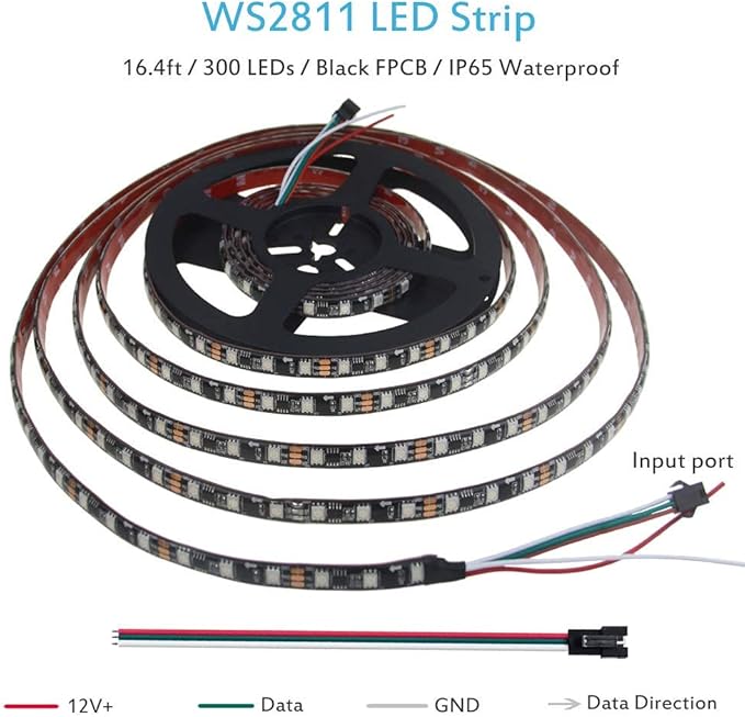 ALITOVE WS2811 Dream Color RGB LED Strip Lights Bluetooth App Control, 16.4ft 300 LEDs Addressable LED Light Strip with Bluetooth Controller and 12V Power Supply kit,120 Color Modes