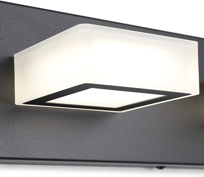Ralbay Modern Black Bathroom Lighting Fixtures 5 Lights Adjustable Acrylic Vanity Lights Fixtures Modern LED Matte Black Bathroom Vanity Lights Over Mirror(Natural White Light)