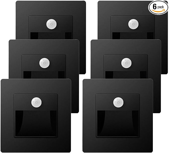 6 Pack Recessed Motion Sensor Light Indoor Outdoor Step Light Lamp Sensor Intelligent Wall Light for Hallway, Kitchen, Hallway, Bedroom, Bathroom, Stairs