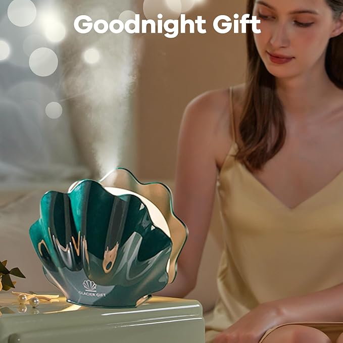 Essential Oil Diffuser 260ML, Shell Aroma Diffuser with Remote Control Humidifier with 7 Colors LED Night Light for Bedroom Home Relaxation (Green)