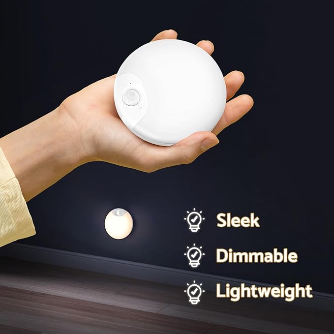 Rechargeable Night Light Motion Sensor Stair Lights Indoor Wireless, Battery Operated, Magnetic, Dimmable, for Stairway, Hall, Bathroom, 4-Pack