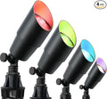 Low Voltage Landscape Lighting with 4 Spot Lights, RGB Color Changing from Warm to Cool White 5000K 12V Outdoor Landscape Lights,Waterproof Black LED Spotlights for Outdoor Garden Pathway,4 Pack
