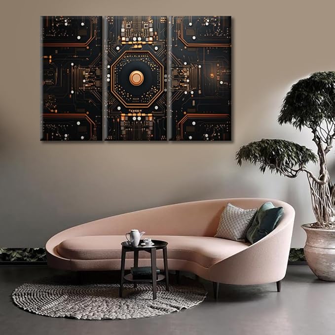 Circuit Board High-Tech Technology Canvas Wall Art Chip Posters & Prints Artwork Circuit Board Pictures Home Decor Canvas Picture for Living Room Bedroom Home Office Decor (42" Wx28 H)