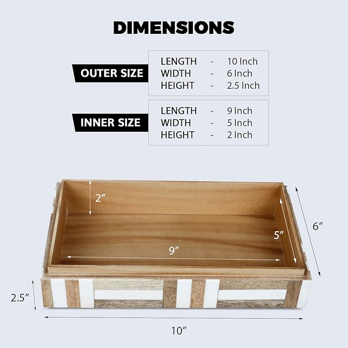 Handicrafts Home Decorative Storage Box with Lid Wooden Storage Organizer Box Multi Purpose Storage Box for Coffee Table Desk Shelf – Resin Inlay Marquet Chase Collection - 10x6x2.5