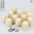 DRomance Flameless Flickering LED Votive Candles Remote and Timer, Battery Operated Tealights Battery Included, Amber Yellow Light 1.5 x 2 inch Set of 12 for Christmas Decoration