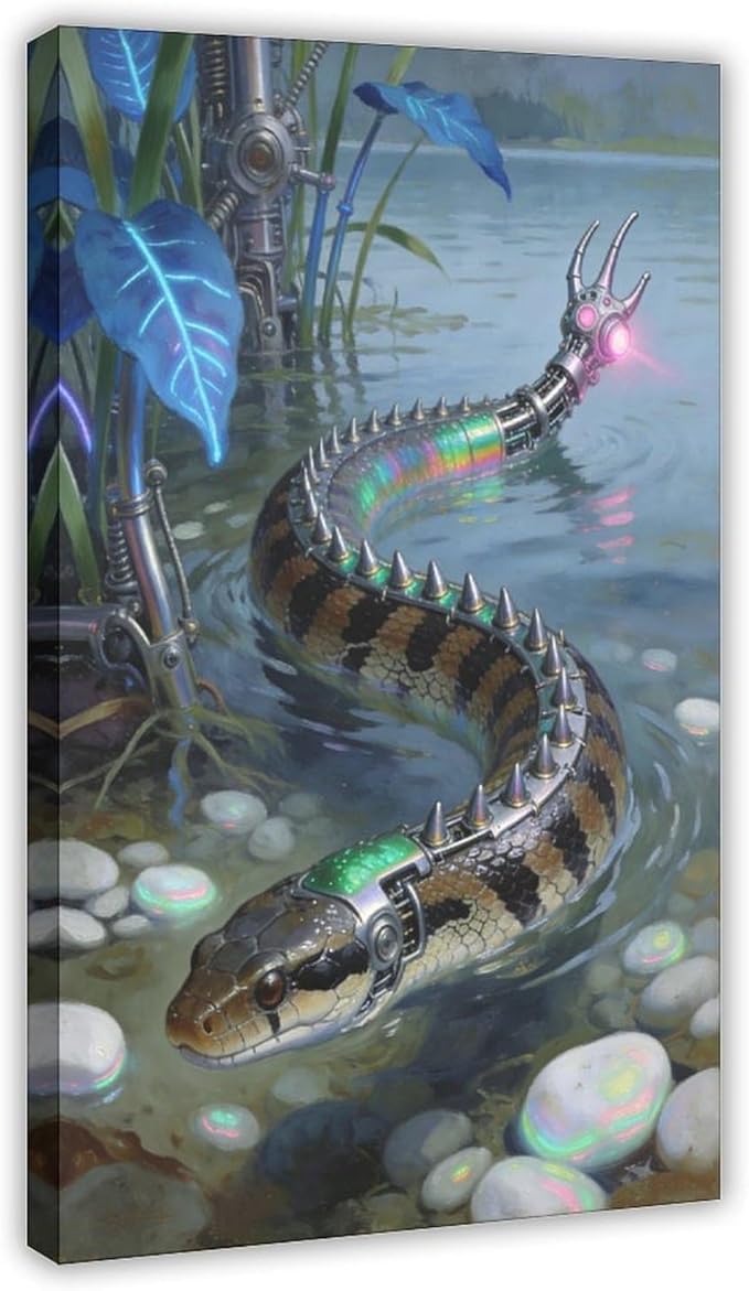 Framed Futuristic Nature Wall Art for Modern Living Room Creative Sci Fi Style Interior Decor 24x36inch(60x90cm)