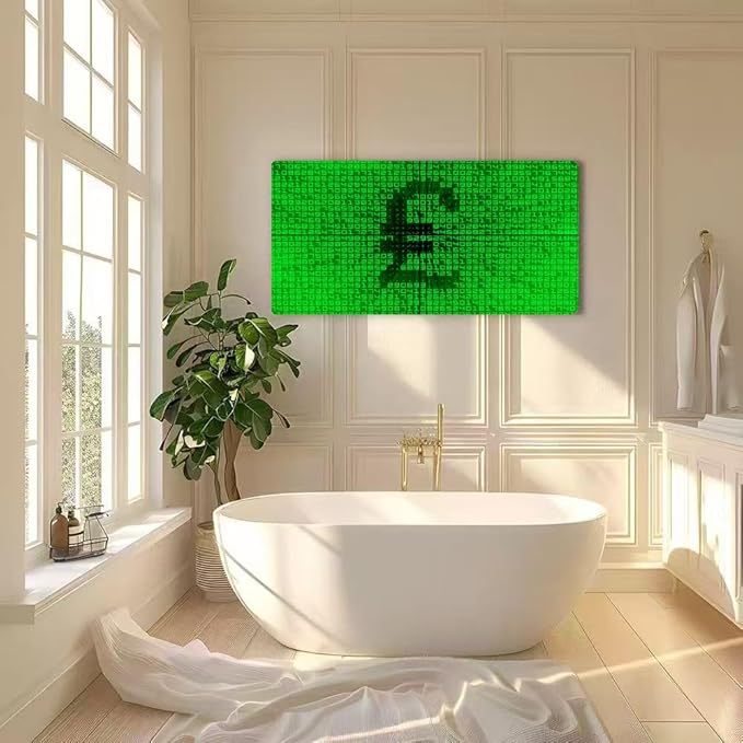 Wibinuki Wall Art Wall Decor Wall Paintings Pound Symbol on Binary for Living Room Bedroom Bathroom Home Decor Can Be Hung Directly 20"x 40"