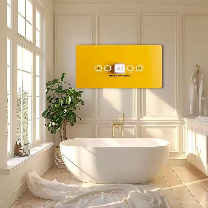 Wibinuki Wall Art Wall Decor Wall Paintings Artificial intelligence AI and machine learning on a yellow for Living Room Bedroom Bathroom Home Decor Can Be Hung Directly 20"x 40"