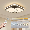 Modern LED Ceiling Light Fixture, 15.7in Dimmable Black Square Flush Mount Ceiling Lights with Remote, Bedroom Ceiling Lamp LED Chandelier for Living Room Kitchen Hallway Laundry, 60W