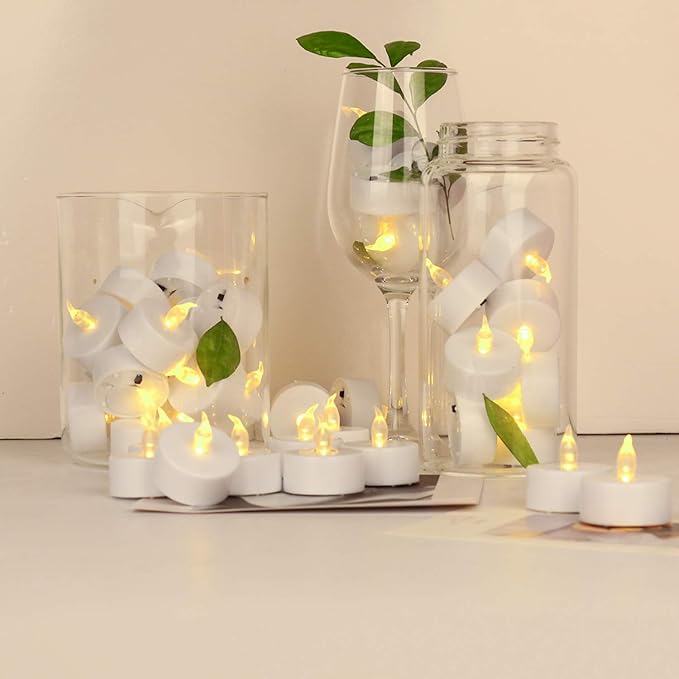 200Pack Battery Tea Lights Candles - LED Tea Lights Realistic Bright Flickering Holiday Gift Operated Flameless LED Tea Light for Festival& Celebration Warm Yellow Battery Powered(sets of 100*2)
