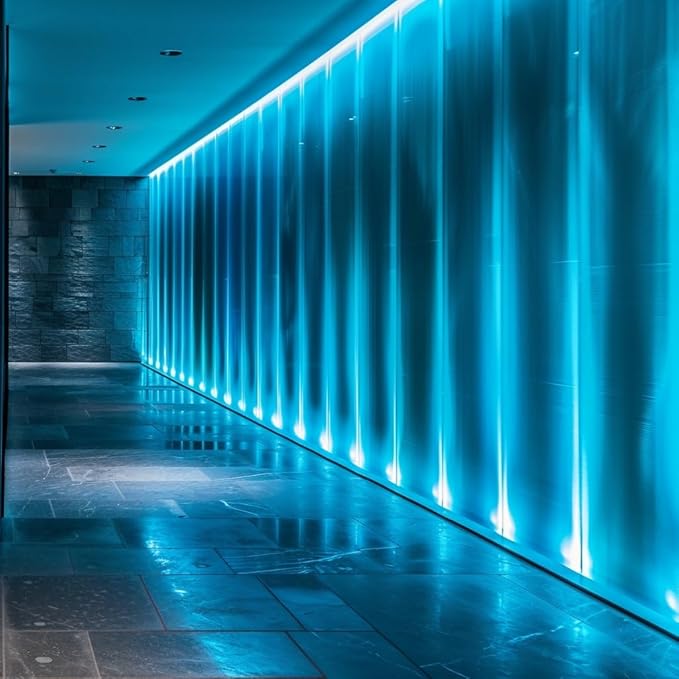 TOPAI 24V Thin 5mm ice Blue COB LED Strip 16.4ft Narrow LED Tape Light Dotless 400LEDs/M High Density Cuttable Flexible for Cabinet Home DIY Lighting Projects