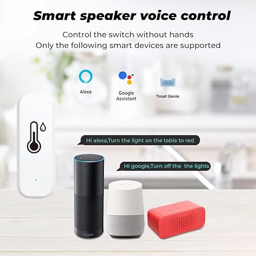 WiFi & Bluetooth Temperature and Humidity Sensor,No Hub Required,Compatible with Alexa and Google Home,for Home, Baby Rooms,Greenhouses Accessories, Garages, Office 1Pack(No Include Battery)
