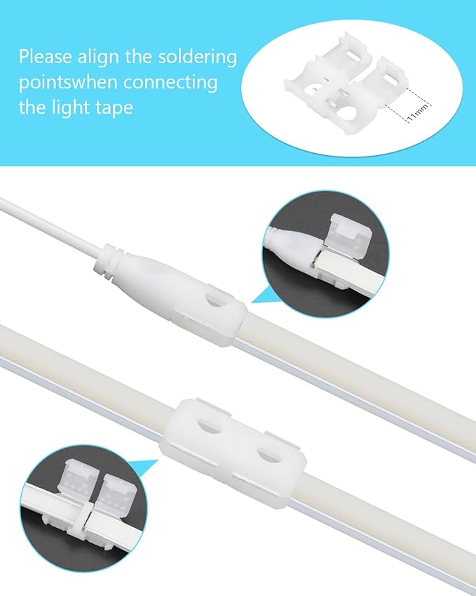 120V Led Rope Lights Outdoor Waterproof 150FT 3000K Flexible COB Led Strip Lights+ LED Strip Connectors Kit for Single Color AC 110V-130V 6.5 * 11mm COB LED Rope Lights Includes 3 Power Cords