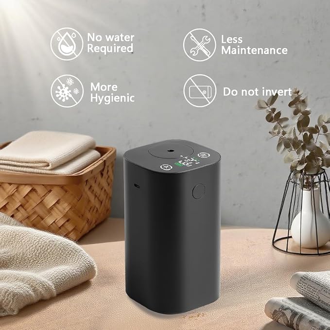 Waterless Diffuser for Essential Oil Rechargeable Scent Diffuser Machine, 0.7 Fl.Oz. 20mL Capacity, 4 Countdown Timers & 4 Mist Levels for Home, Room, Car, Office, Christmas Decorations Indoor, Black