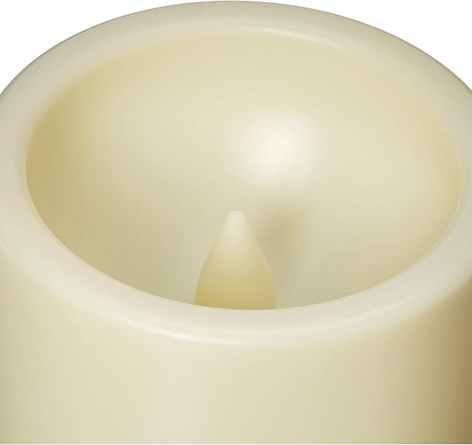 Flameless Outdoor LED Candle Set, Battery Operated Plastic Pillar Led Candle Light with Timer, 3 x 4, Ivory,Pack of 2