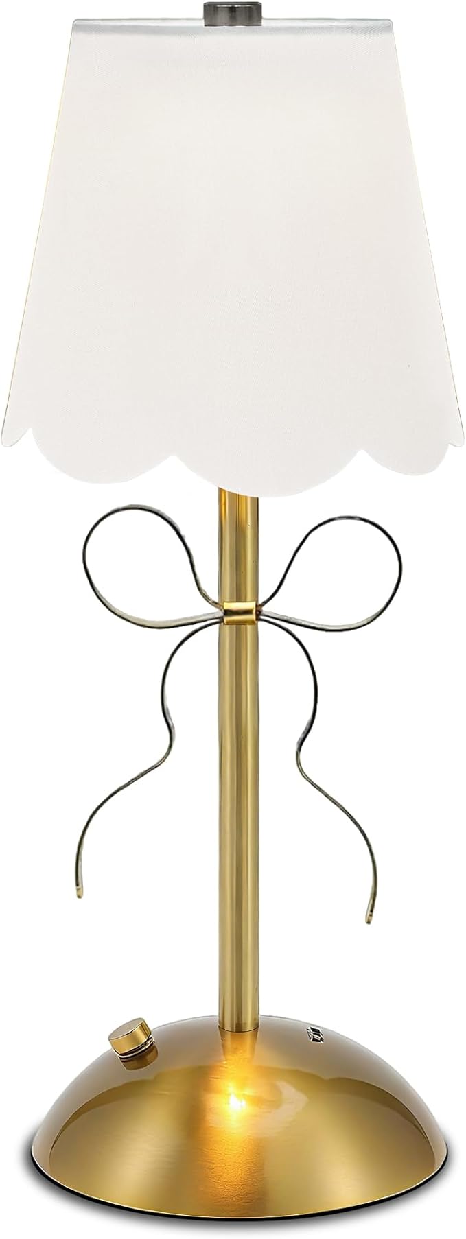 Cordless Table Lamp,Rechargeable LED Desk Lamp,Small Bedside Lamps with Touch & 3 Color,Cute Room Decor Bow Lamp,Night Light for Girls' Room Princess Room (Gold)