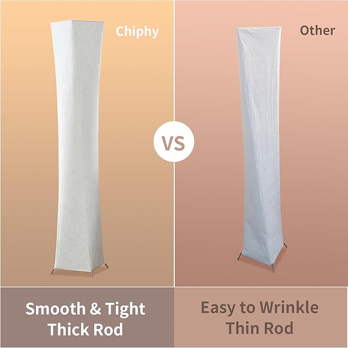 chiphy Floor Lamp, Dimmable 61" Tall Standing Lamp, 3 Levels Adjustable Brightness 12Wx2 LED Bulbs, Column Floor Light w/White Fabric Shade, Home Decor for Living Room, Bedroom, Kids Room