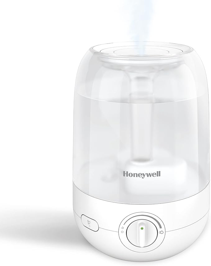 Honeywell Ultra Comfort Cool Mist Humidifier, 1 Gal Tank, No Filter, Easy to Fill and Clean, Cleaning Brush Included, Ultra Quiet, Use With Essential Oils, White, HUL545W