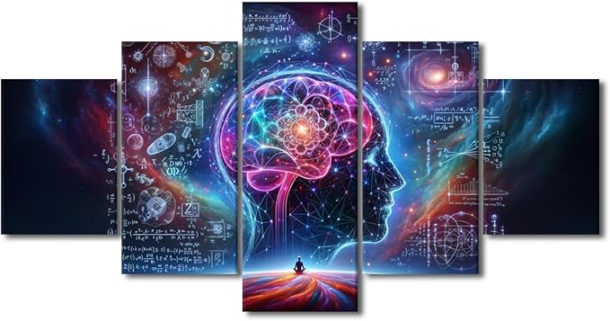 TUMOVO 5 Panel Canvas Wall Art AI Print Artwork Canvas Bedroom Wall Decor Modern Technology Art Work Robot Brain Wall Art for Living Room Office Artificial Intelligence Pictures for House 60" Wx32 H